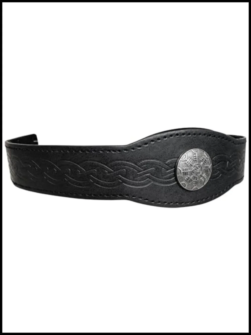 Medieval Embossed Faux Leather Headband Adjustable Renaissance Cosplay